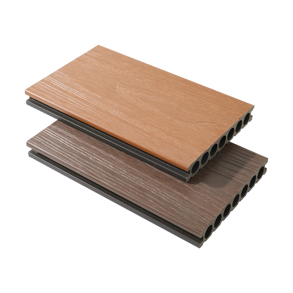 Septem foraminis Co-extrusionem WPC Decking, una postesque Crassum textura