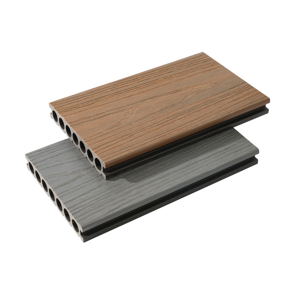 Septem foraminis Co-extrusionem WPC Decking, una postesque Crassum textura